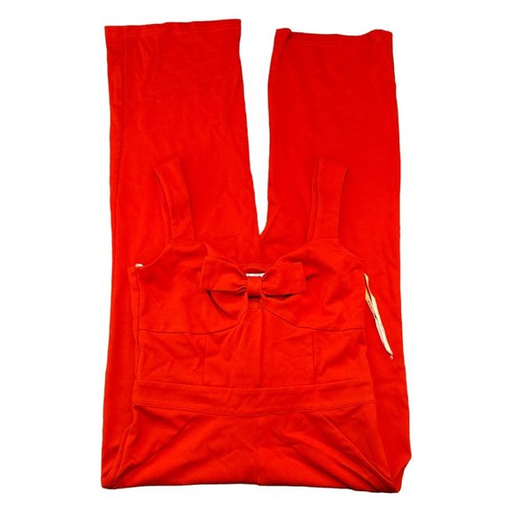 Ali & Jay Red Jumpsuit Bow Front Sleeveless Cropped Womans Size M VR614 - Picture 8 of 14